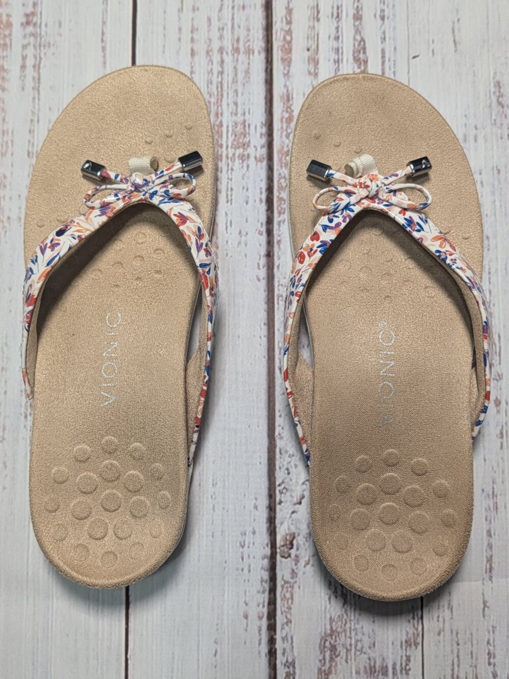 Vionic Women's Bella Floral Print Bow Toe-Post Sandals Size 7.5 - Picture 2 of 12